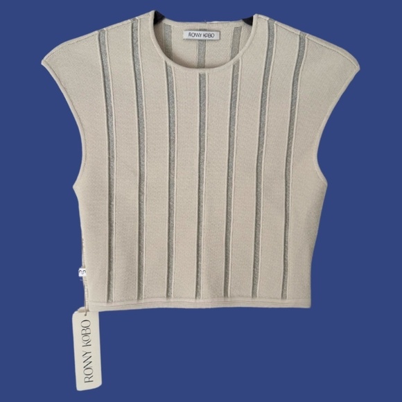 Ronny Kobo Kimberly Top - New with Tags - Metallic Vertical Stripes - Size Small - Picture 1 of 5